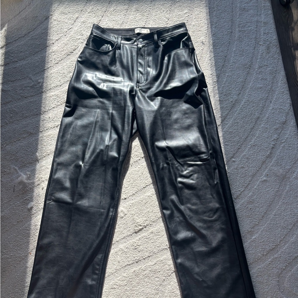 Abercrombie Loose High Rise Leather Pants